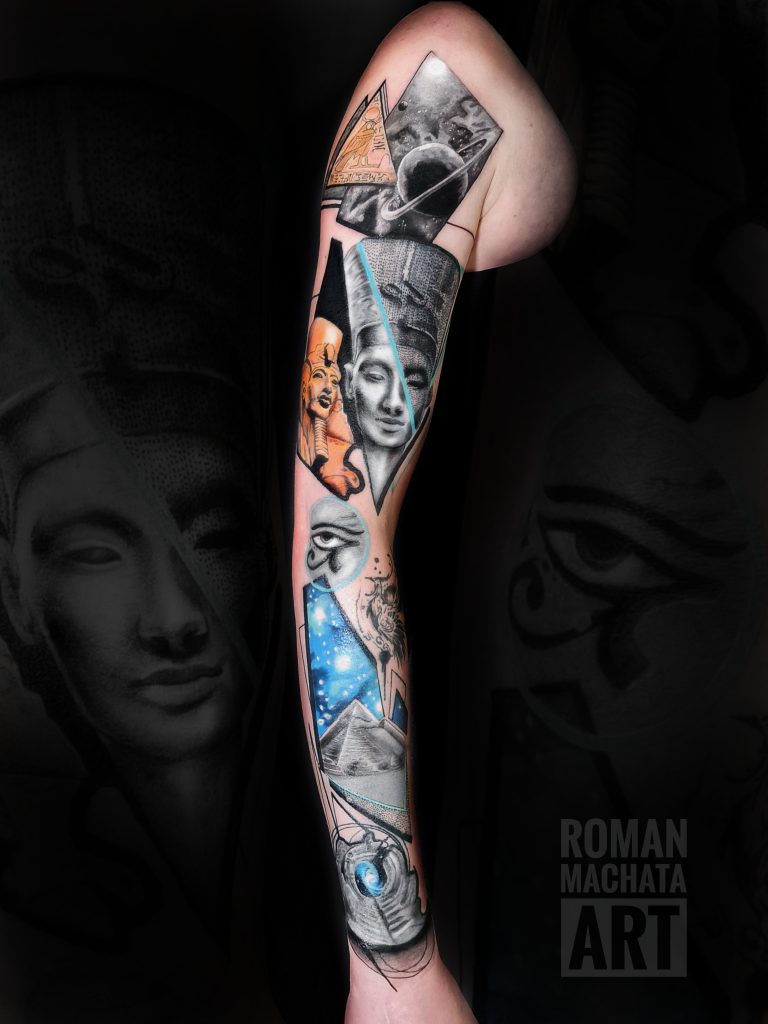 Roman Machata ART, tetovanie egyptský rukáv